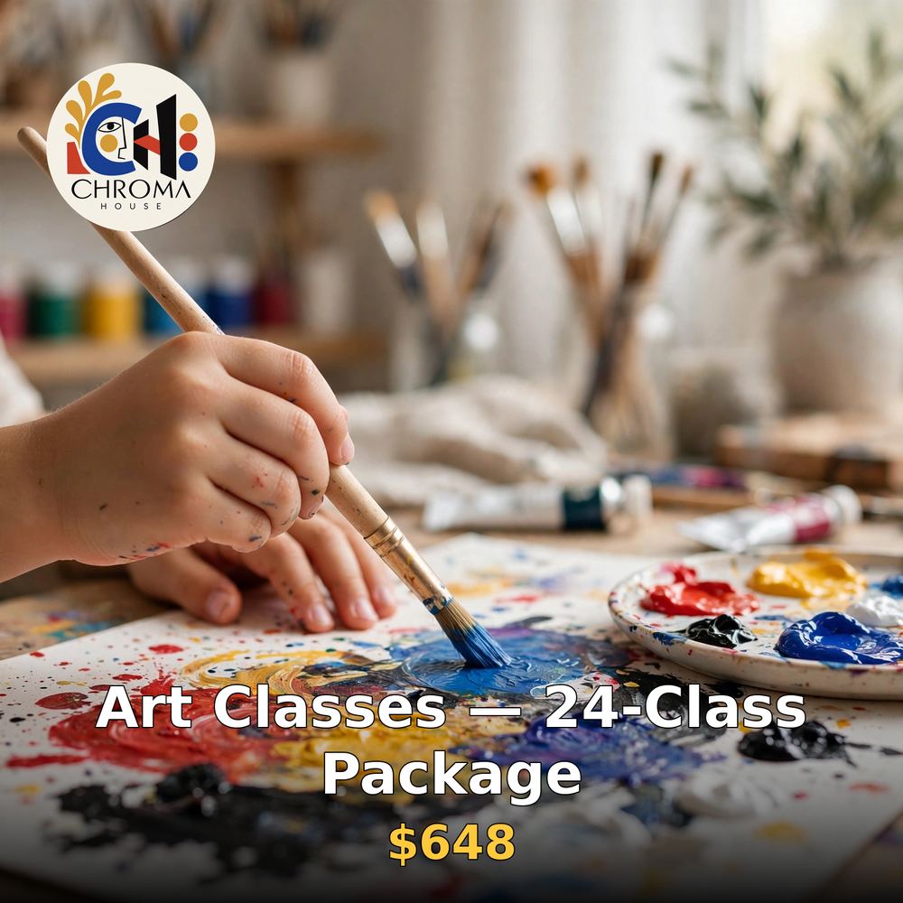 Young artist painting in class